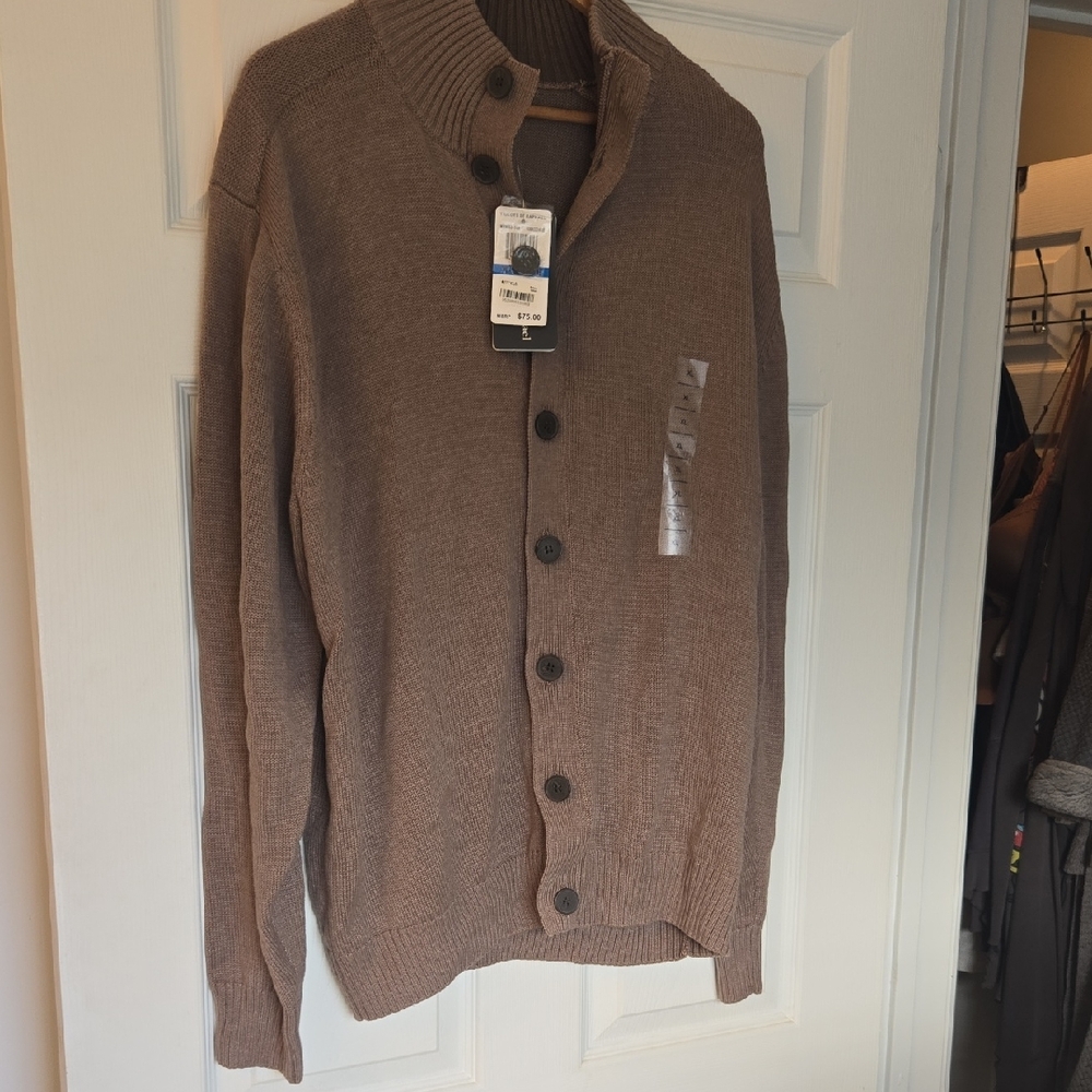 Cozy Tan Cardigan Sweater for Men